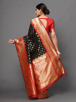 Glemora Black Designer Ethnic Wear Silk Blend  Traditional Saree 3