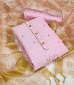 Kimisha Women's Light Pink Modal Chanderi Cotton Dress Material With Inner 