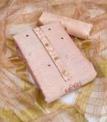 Kimisha Women's Peach Modal Chanderi Cotton Unstitched Dress Material With Inner