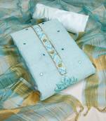 Kimisha Women's Sky Blue Modal Chanderi Cotton Unstitched Dress Material With Inner