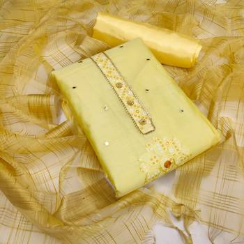 Women'S Yellow Modal Chanderi Cotton Dress Material With Inner 1