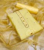 Women'S Yellow Modal Chanderi Cotton Dress Material With Inner