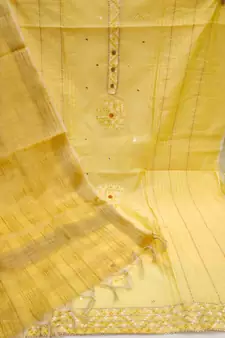 Women'S Yellow Modal Chanderi Cotton Dress Material With Inner