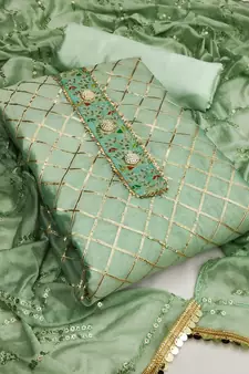 Kimisha Women's Light Pista Modal Chanderi Cotton Dress Material With Inner 