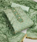 Kimisha Women's Light Pista Modal Chanderi Cotton Dress Material With Inner 