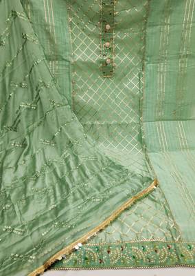 Kimisha Women's Light Pista Modal Chanderi Cotton Dress Material With Inner  2