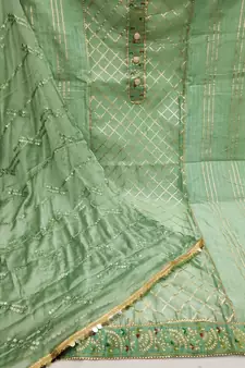Kimisha Women's Light Pista Modal Chanderi Cotton Dress Material With Inner 