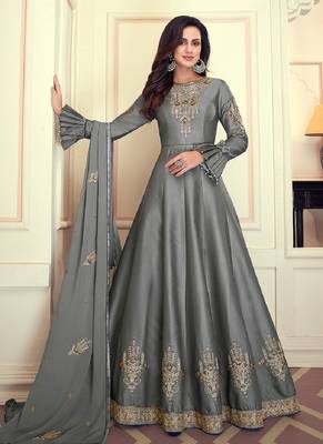 Grey fancy silk salwar 1