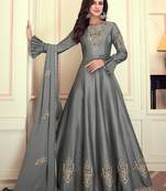 Grey fancy silk salwar