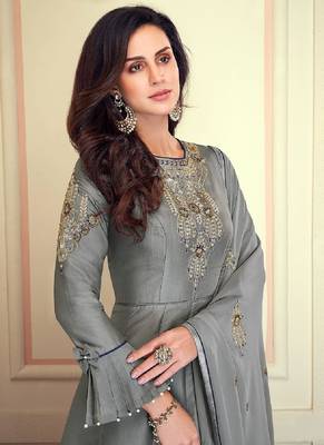 Grey fancy silk salwar 3