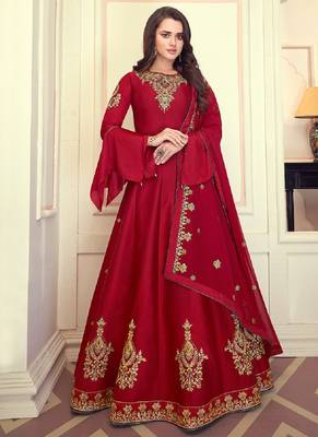 Red fancy silk salwar 1