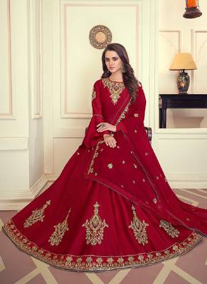 Red fancy silk salwar 2