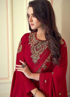 Red fancy silk salwar 3