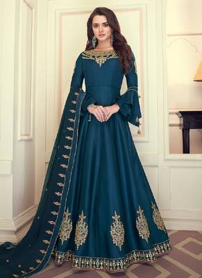 Blue fancy silk salwar 1