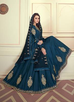 Blue fancy silk salwar 2