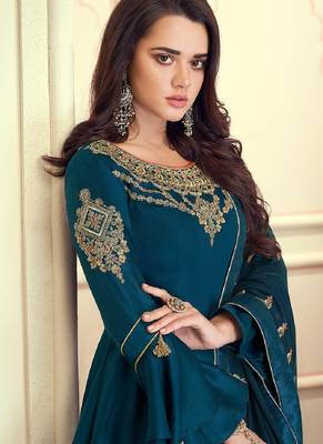 Blue fancy silk salwar 3