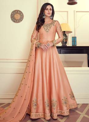 Peach fancy silk salwar 1
