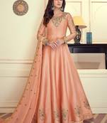 Peach fancy silk salwar