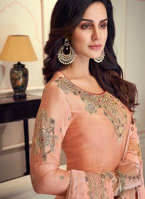 Peach fancy silk salwar 2