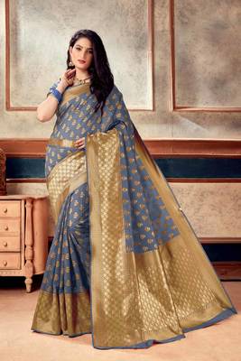 GREY RICH art silk saree AND HEAVY RICH PALLU WITH BLOUSE WITH BELT 2