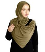 Modest Women's stylish Solid Polycotton Soft feel good fabric Anarkali wrap around Hijab Olive L