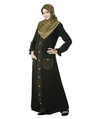 Modest Women's stylish Solid Polycotton Soft feel good fabric Anarkali wrap around Hijab Olive L 4
