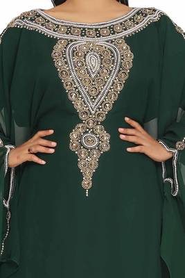 Royal Moroccan Dubai Kaftan Arabic Abaya Maxi Hand Beaded Caftan Farasha Floor Length  2