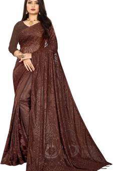 Brown brasso jacquard saree with blouse