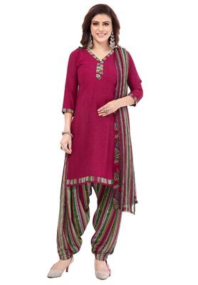 Maroon & Green cotton Printed Unstitch top & bottom with dupatta 1