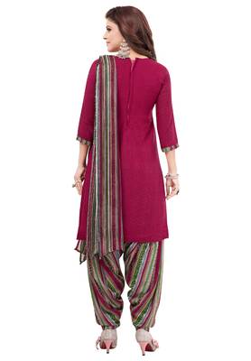 Maroon & Green cotton Printed Unstitch top & bottom with dupatta 2