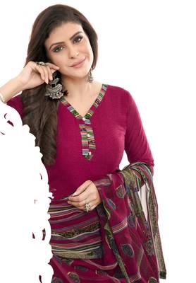 Maroon & Green cotton Printed Unstitch top & bottom with dupatta 4