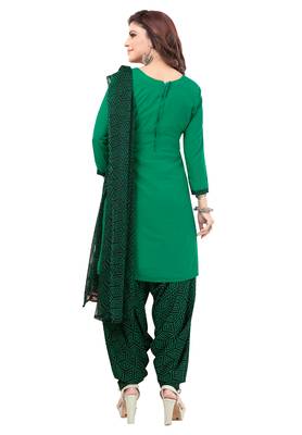 Green & Black cotton Printed Unstitch top & bottom with dupatta 2