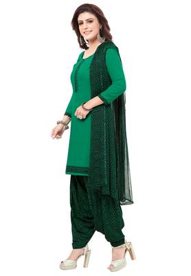 Green & Black cotton Printed Unstitch top & bottom with dupatta 3