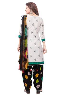 White & Black cotton Printed Unstitch top & bottom with dupatta 2