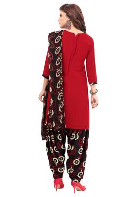Red & Black cotton Printed Unstitch top & bottom with dupatta 2