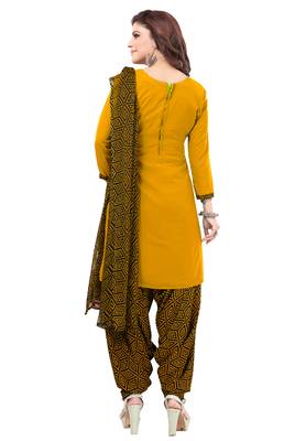 Mustard & Black cotton Printed Unstitch top & bottom with dupatta 2