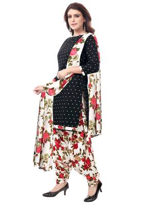 Black & White cotton Printed Unstitch top & bottom with dupatta 3