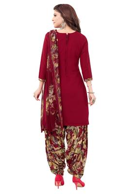 Maroon & Beige cotton Printed Unstitch top & bottom with dupatta 2