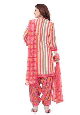 Grey & Pink cotton Printed Unstitch top & bottom with dupatta 2
