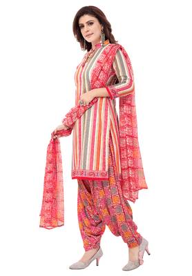 Grey & Pink cotton Printed Unstitch top & bottom with dupatta 3