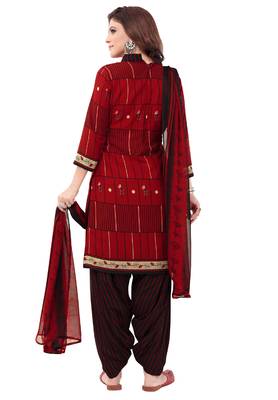 Red & Black cotton Printed Unstitch top & bottom with dupatta 2