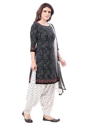 Black & White cotton Printed Unstitch top & bottom with dupatta 3