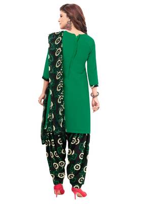 Green & Black cotton Printed Unstitch top & bottom with dupatta 2