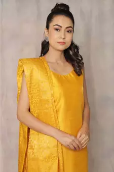 yellow cotton Kapasi kurta & pant with dupatta