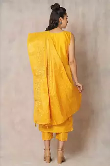 yellow cotton Kapasi kurta & pant with dupatta