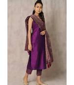 purple cotton Uda kurta & pant with dupatta