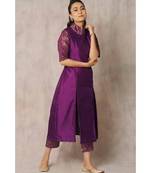 purple cotton Salvia panel kurti & pant