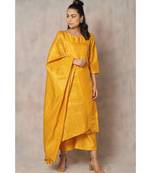 yellow cotton Zard kurti & pant with dupatta