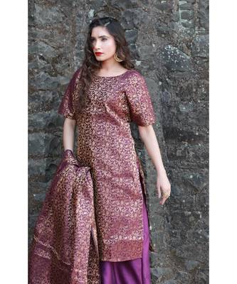 purple cotton Gallinule kurti & skirt with dupatta 2