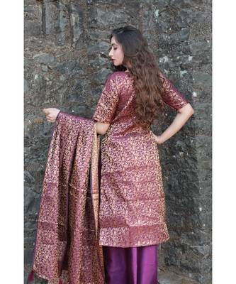 purple cotton Gallinule kurti & skirt with dupatta 3